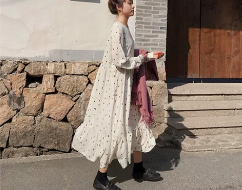 大码女装秋季显瘦遮肉格子圆领长袖连衣裙法式...