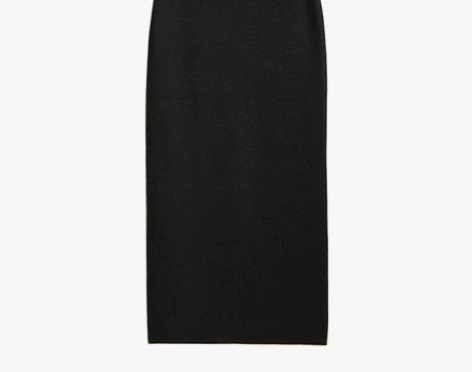 针织半身裙女2018秋冬新款中长款不开叉一...