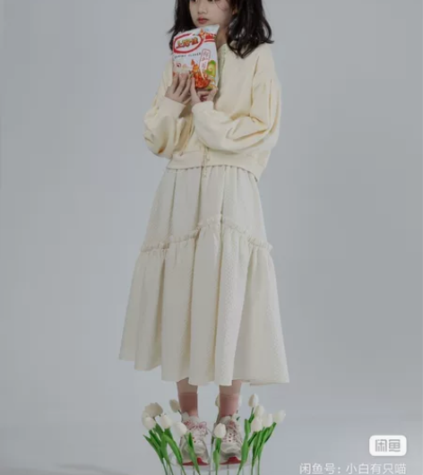 【PINKDOG】原创 百搭蛋糕裙半身裙白...