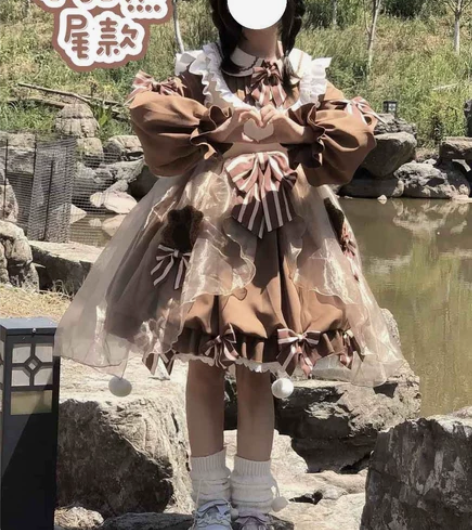 泡泡熊原创设计 小甜熊花苞裙Op 缺钱暂挂...