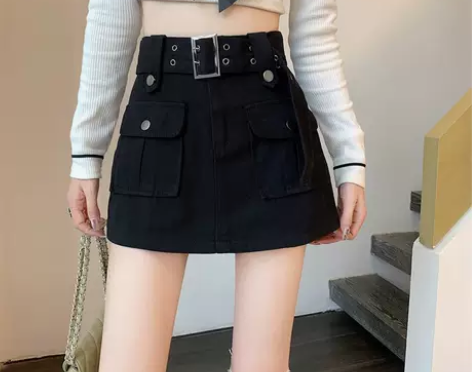 美式辣妹工装风牛仔裤秋季2022新款高腰显...