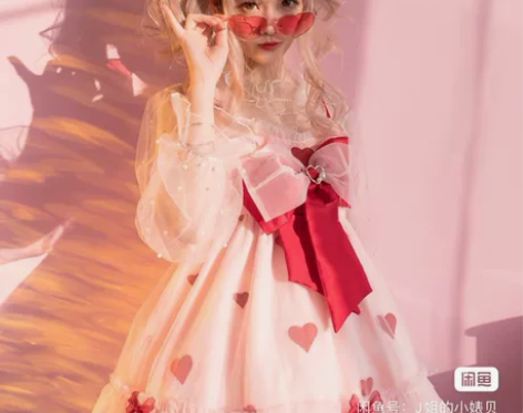 四时茶Lolita 红色蝴蝶结kc裙子，s...