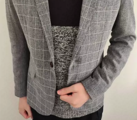 休闲西服男士格子小西装修身韩版潮单西薄款棉...