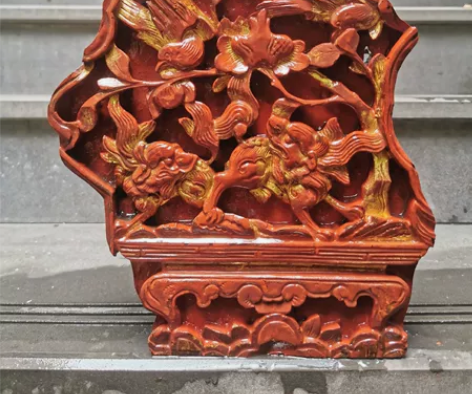清代鎏金浮雕麒麟板，工艺好，板厚可以摆放~...