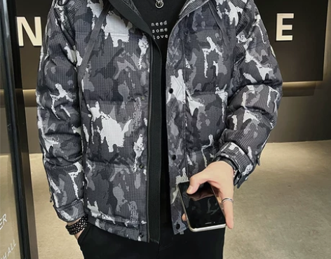 Frying pan男士连帽羽绒服潮流修身...