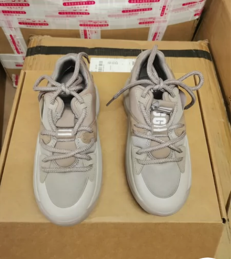 37码女士真牛皮灰棕色休闲鞋运动鞋亏本包邮...