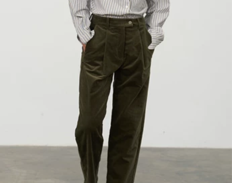 英伦风灯芯绒西裤直筒显瘦复古宽松休闲裤子女...