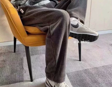 灯芯绒裤子男秋季韩版潮流百搭阔腿裤ins港...