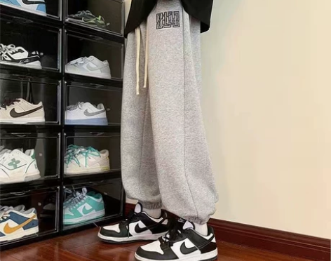 男士休闲长裤秋冬季宽松青少年束脚裤子加绒潮...