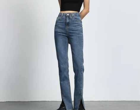 【春节不打烊】高腰开叉牛仔裤女2021年新...