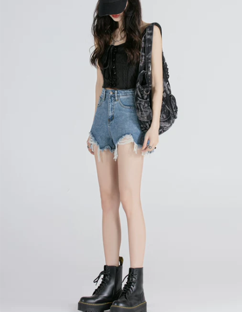 牛仔短裤 牛仔短裤阔腿裤甜辣高腰女夏季20...