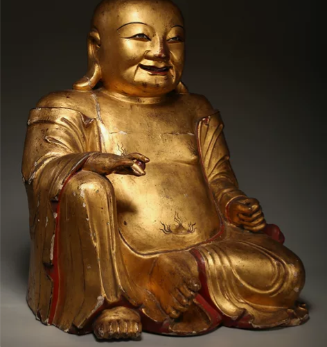 清代大体量木雕弥勒佛像 高度63厘米有意请...