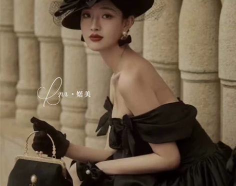 赫本风小礼帽黑色蝴蝶结网纱遮面法式帽子英伦...