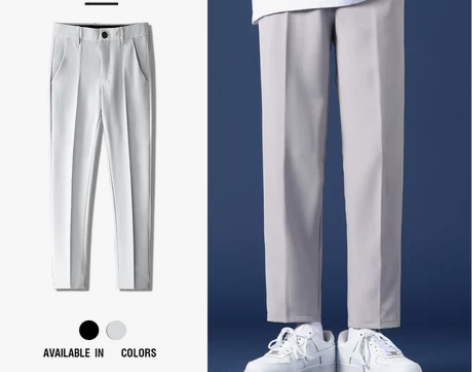 裤子男韩版潮流春秋款男士休闲裤宽松垂感直筒...