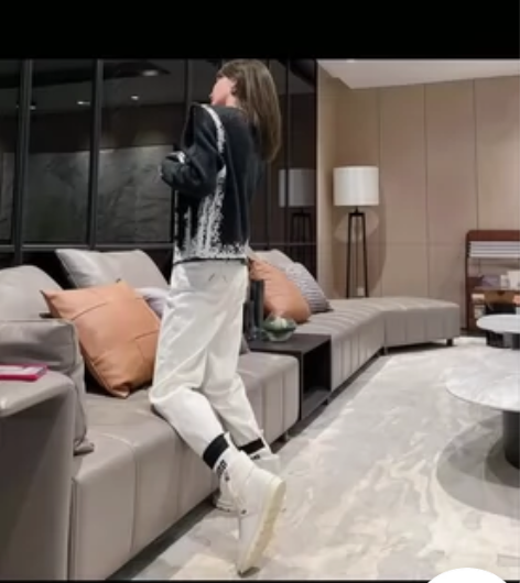 苏家磨毛加厚白色牛仔裤女秋冬新款浅色宽松大...