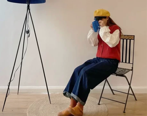 女裤直筒阔腿牛仔裤深蓝色，穿过一次，闲置出...