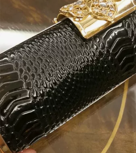 高档 仿鳄鱼皮 漆皮 女士 镶钻 手拿包，...