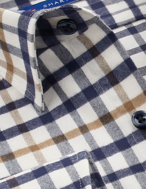 衬衫衬衣男士长袖秋季商务纯棉加厚磨毛格子休...