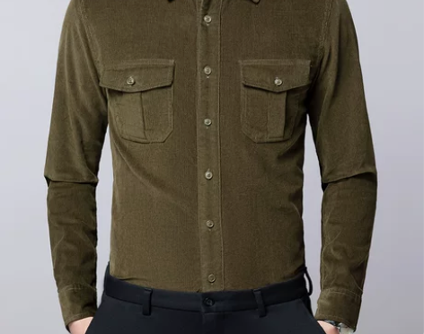 灯芯绒条绒衬衫衬衣长袖春季秋季四季男士休