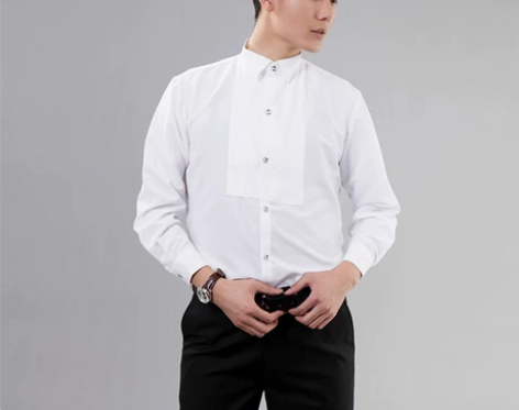 演出服男士尖领衬衫大合唱独唱舞台演出长袖修...