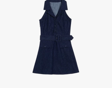 范智乔 牛仔连衣裙女春夏高级感收腰显瘦无袖...