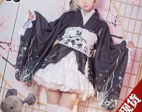 【三町目】春日野穹cos穹妹黑色和服浴衣c...