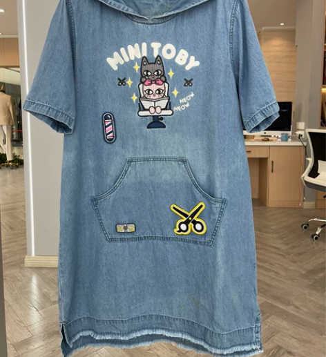 小猫牛仔连衣裙女 学院风减龄裙子肩宽42 ...