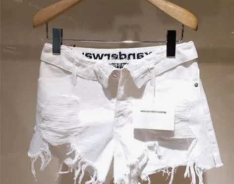 2020春夏新款aw大王家高腰牛仔短裤破洞...