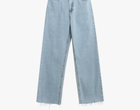 echts大悠自制 高腰阔腿牛仔裤女202...