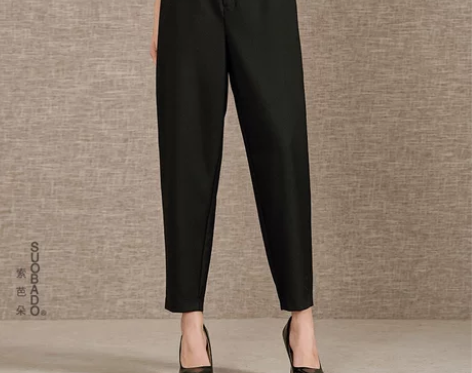 哈伦休闲裤女，高腰束脚西装裤九分裤，九成以...