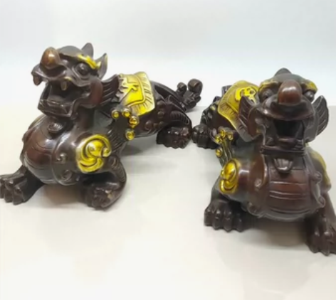 财富貔貅一对 黄铜仿紫铜鎏金复古工艺 批发...