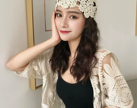 帽子黑色女春夏韩版线编薄款镂空透气针织帽潮...