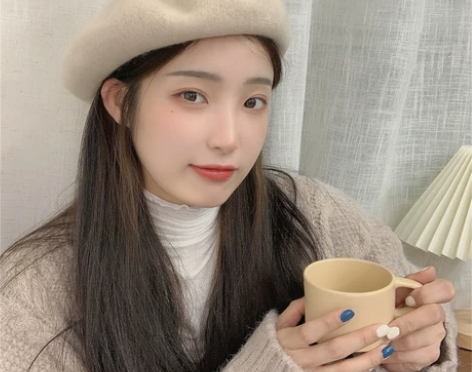 冬日的一抹温暖~奶茶色羊毛贝雷帽女日系甜美...