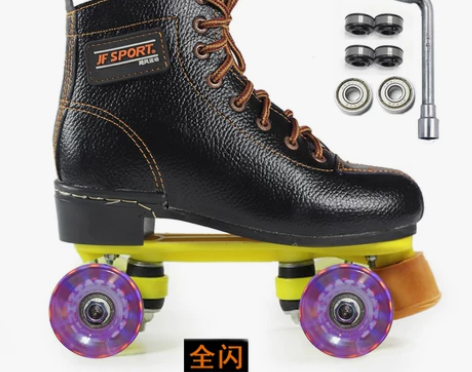 JFSPORT牛皮双排溜冰鞋成人旱冰鞋成年...