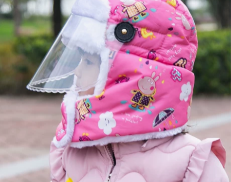 儿童防风帽护脸一体冬天电动车挡风护耳防风男...