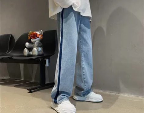 复古牛仔裤男秋冬美式高街潮牌炸街痞帅裤子宽...