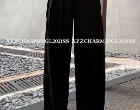 Xzz辣辣小蛮腰天丝系带长裤 高腰垂感冰丝...
