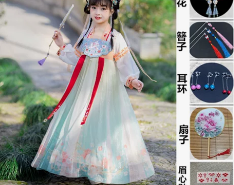 儿童汉服女童春夏薄款古装中国风超仙连衣裙大...