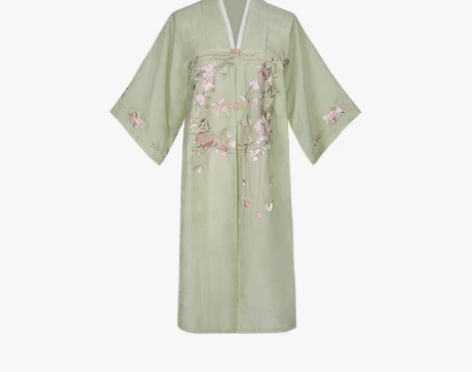 七月夕 海棠醉桃 明制立领长衫绣花天丝外衫...