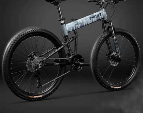 菲利普折叠山地车自行车铝合金车架越野双碟刹...