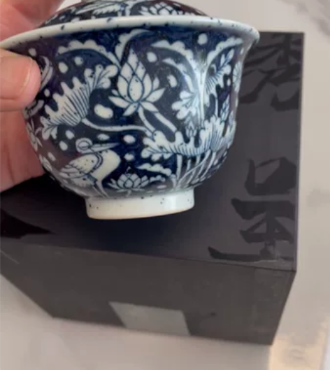 景绣天呈 景秀盖碗，一路连科，撒蓝130c...