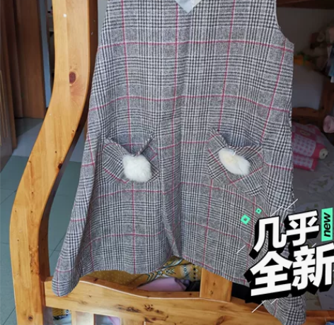 出9成中大童新薄毛呢甜美背心裙,甜美可爱风...