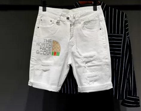 欧货潮牌轻奢高品质彩色印花字母烫钻修身牛仔...