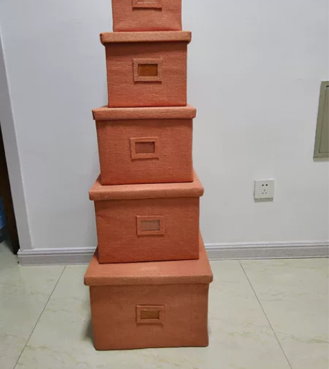 帆布布艺衣物带盖收纳箱五件套 感兴趣的话点...