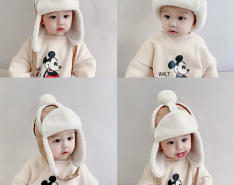【火拼价】宝宝帽子冬季保暖加厚套头帽女童超...