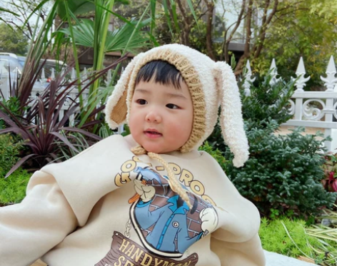 丘可同款秋冬宝宝帽子加厚可爱萌兔耳朵儿童护...