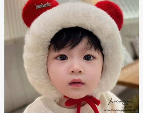 6个月-3岁婴儿帽子秋冬季宝宝针织毛绒帽儿...