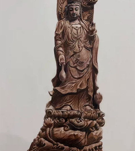 精微素描作品《念》 大小：2开 76cm*...