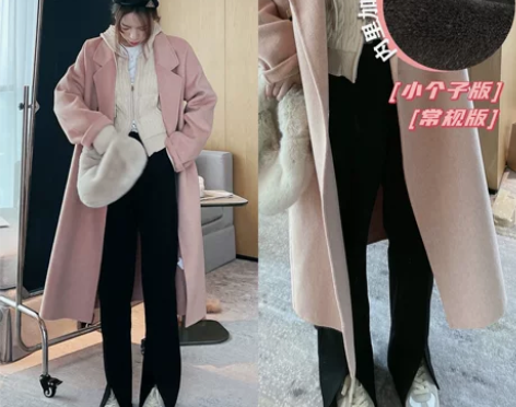 TMH自制 黑色裤子前开叉长裤女秋冬加绒加...