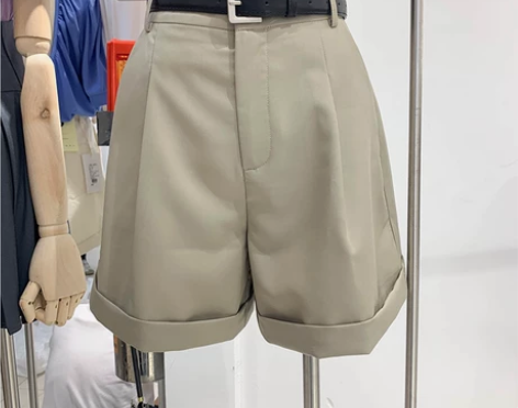 2021夏季高腰显瘦百搭宽松阔腿西装裤子复...